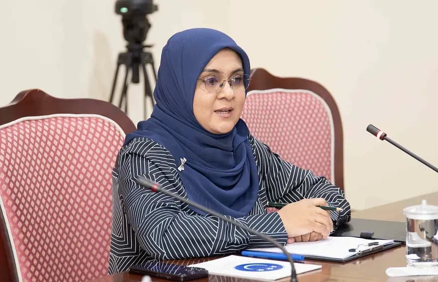 Fathimath Ameeza appears before a People’s Majlis committee. | Photo: The People’s Majilis